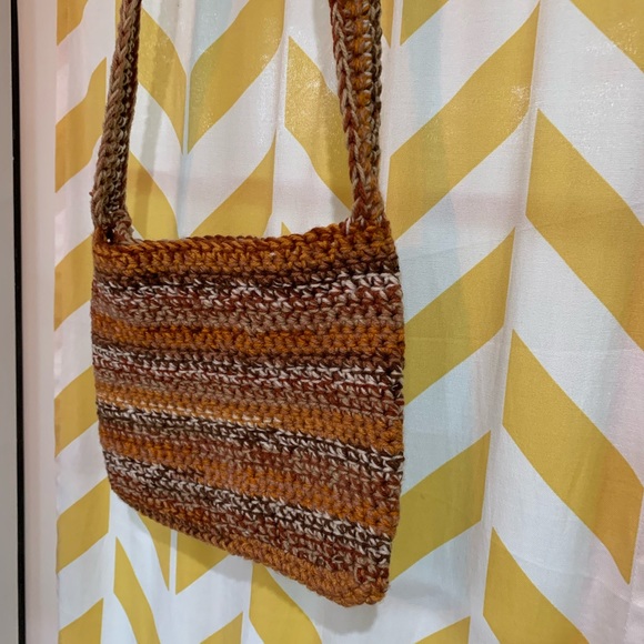 Crossbody Bag, Brown/Orange Multicolor, handmade, crochet - Picture 10 of 16
